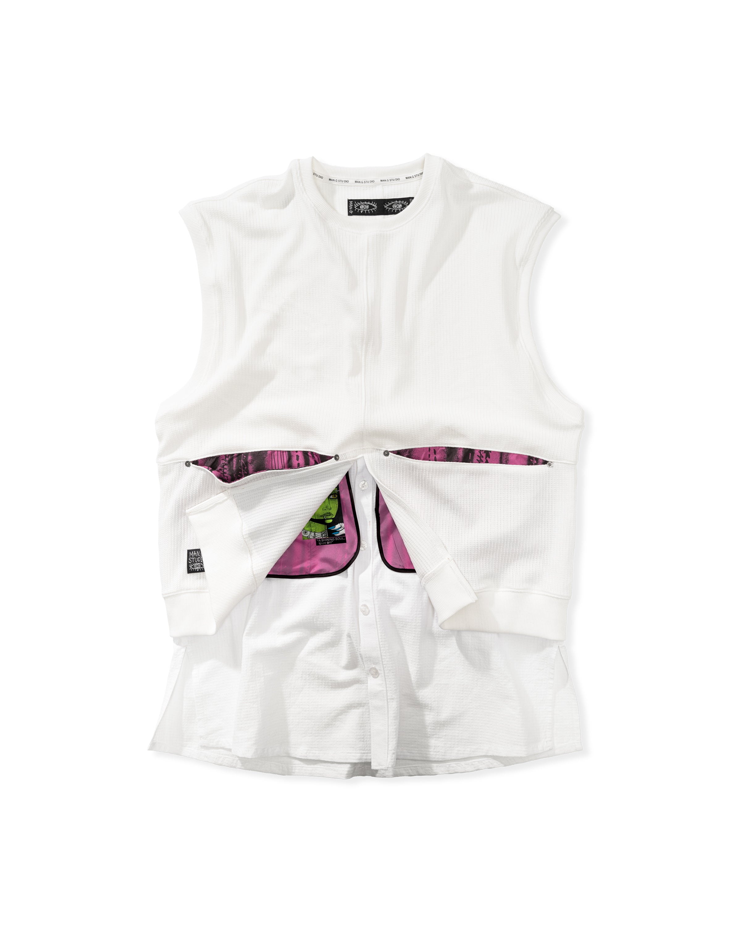 [MAN G] Mix-Match Pocket Point Sleeveless_White