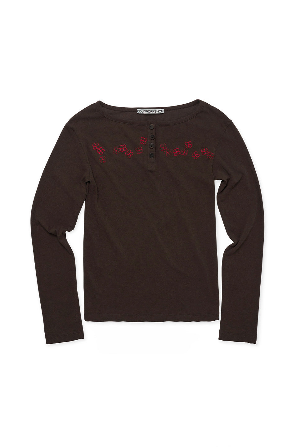odlyworkshop-fw-26-embroidered-henley-tee-bark-bark-s