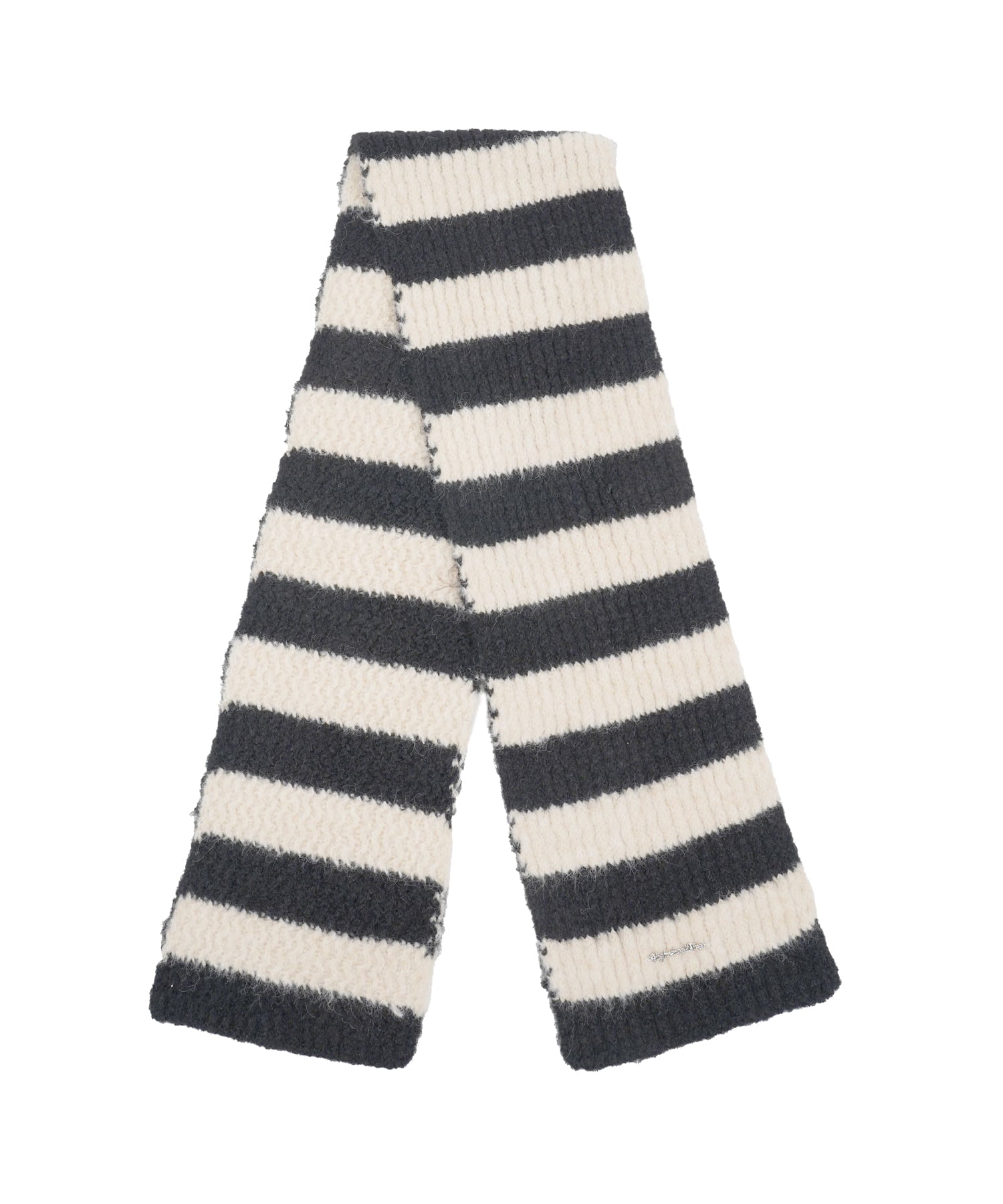 high-school-disco-fw-25-striped-fluffy-muffler-ivory-black-ivory-black-s