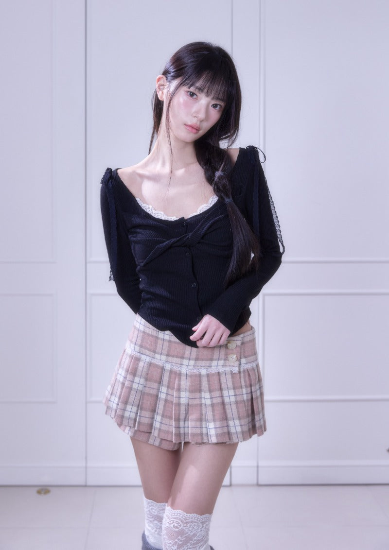 minnne-ss-26-peach-check-pleats-skirt-check-s