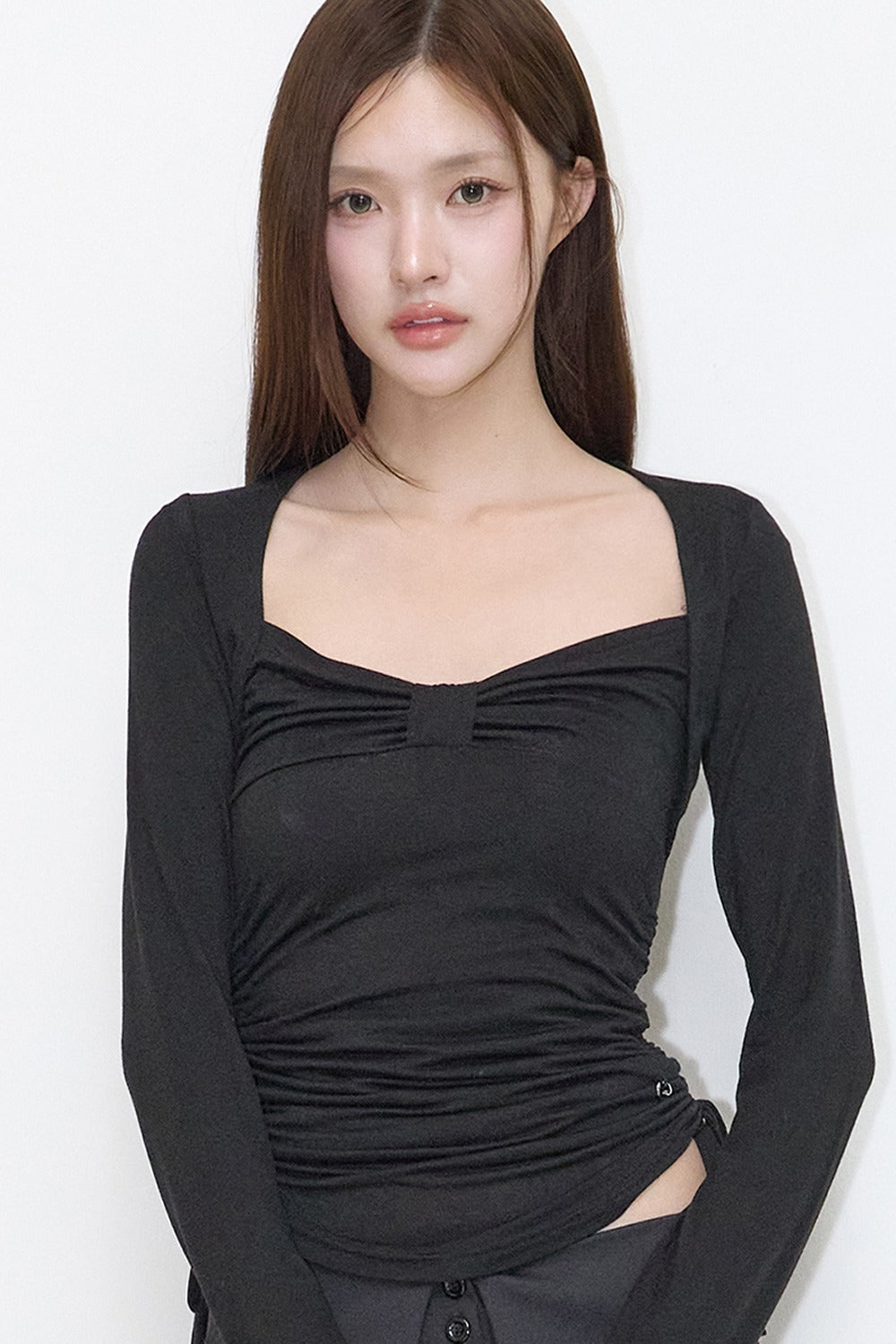 illigo-fw-26-bow-bolero-shirred-top-black-black-s
