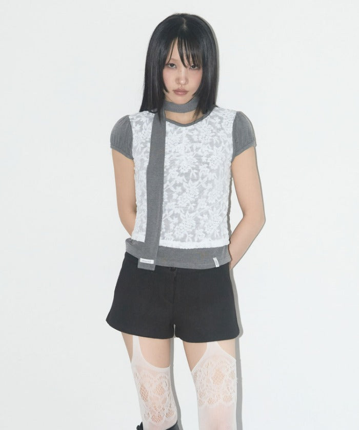 fancy-club-ss-25-lace-shirring-top-&-scarf-(gray)-f25qb087