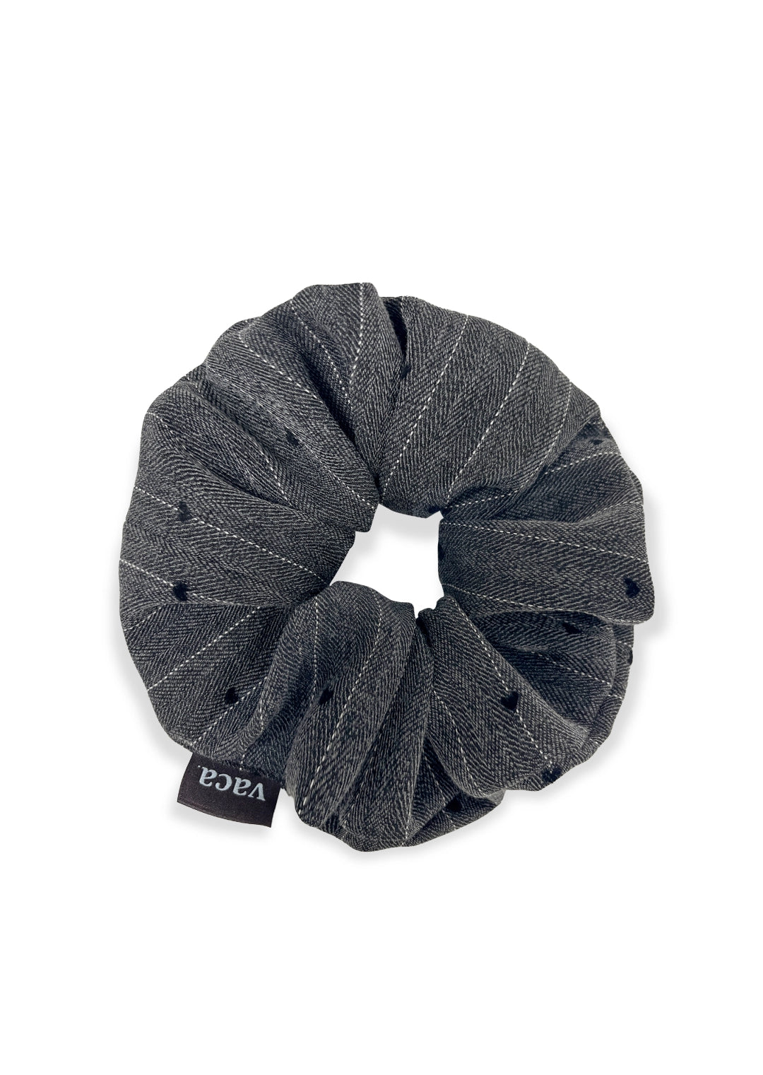 vaca-fw-25-charcoal-heart-stripe-scrunchie-charcoal-s