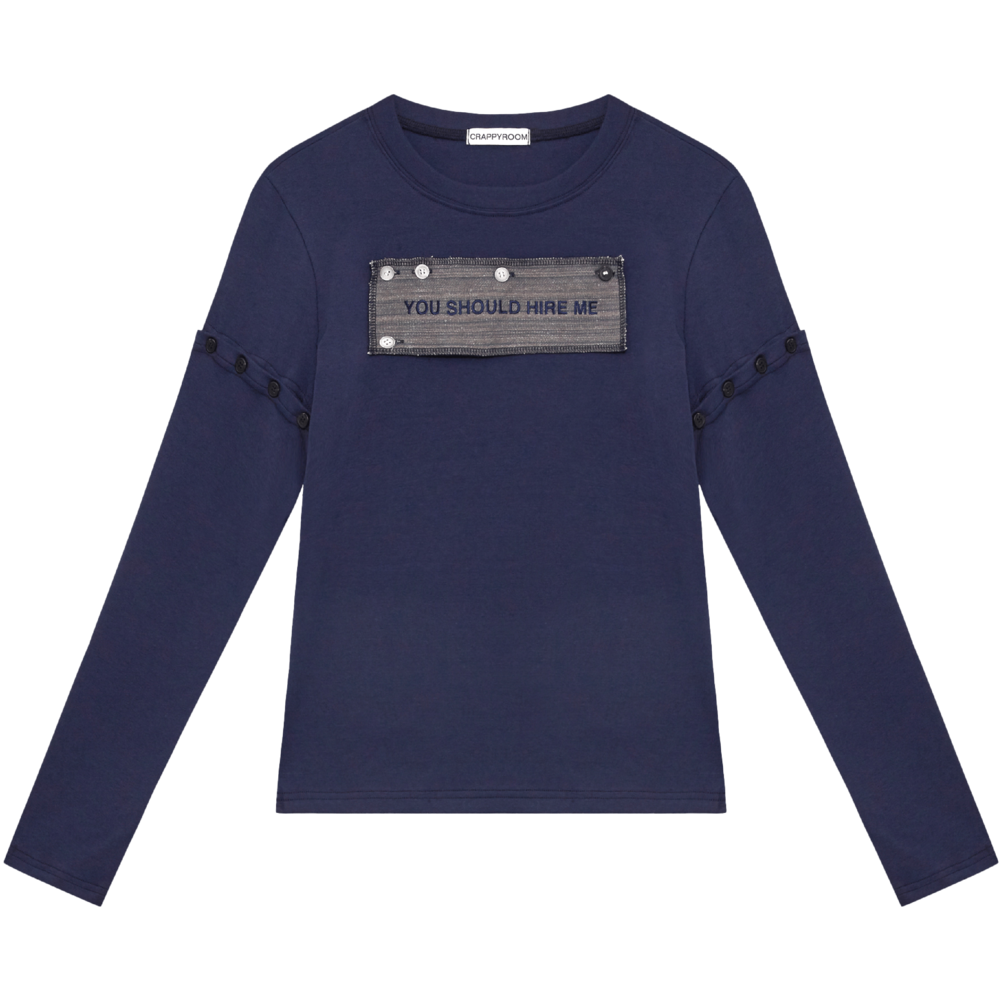 crappyroom-fw-25-hire-me-convertible-long-sleeve-navy-navy-s