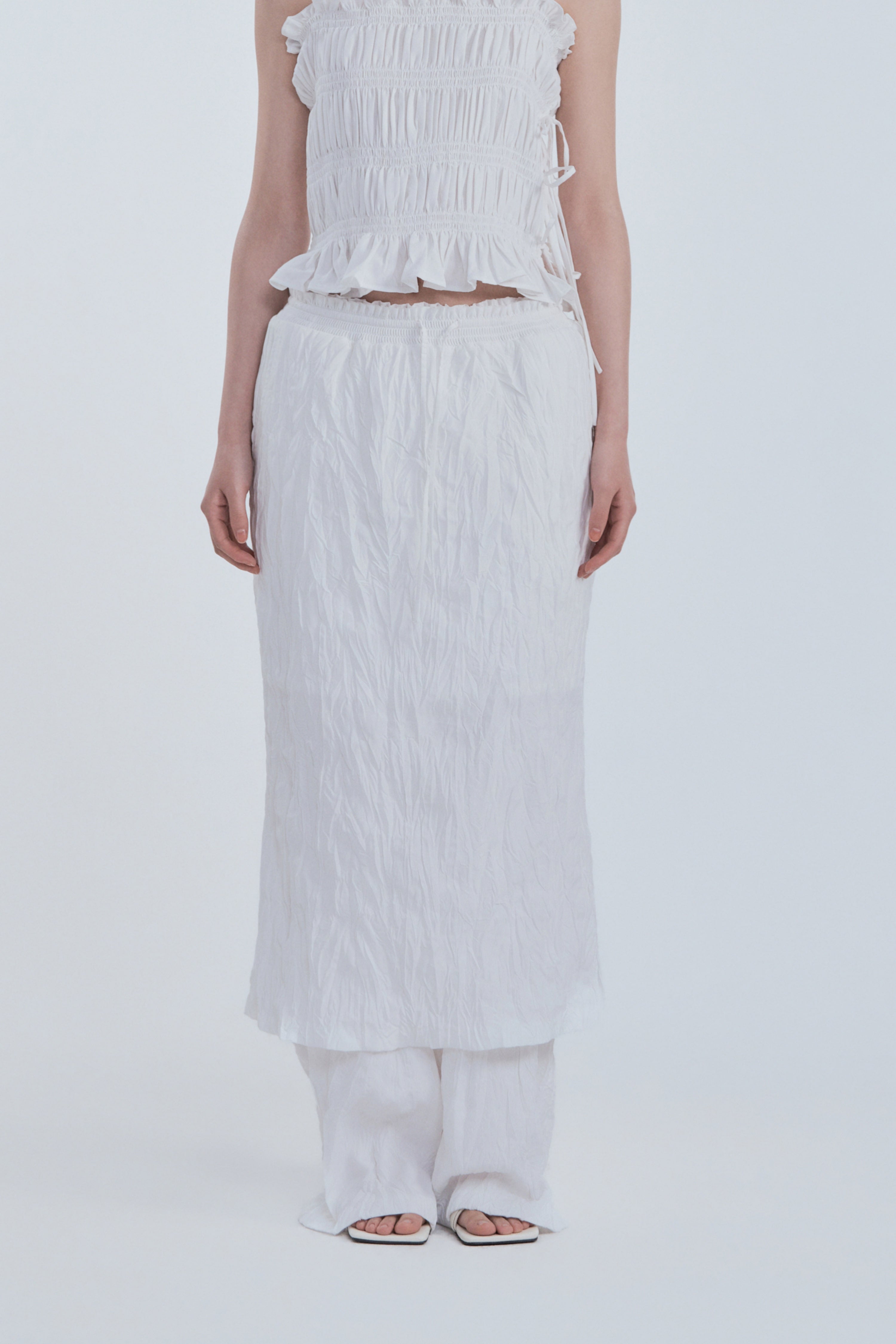 mausoleum-fw-26-marae-smocked-waist-skirt-white-s