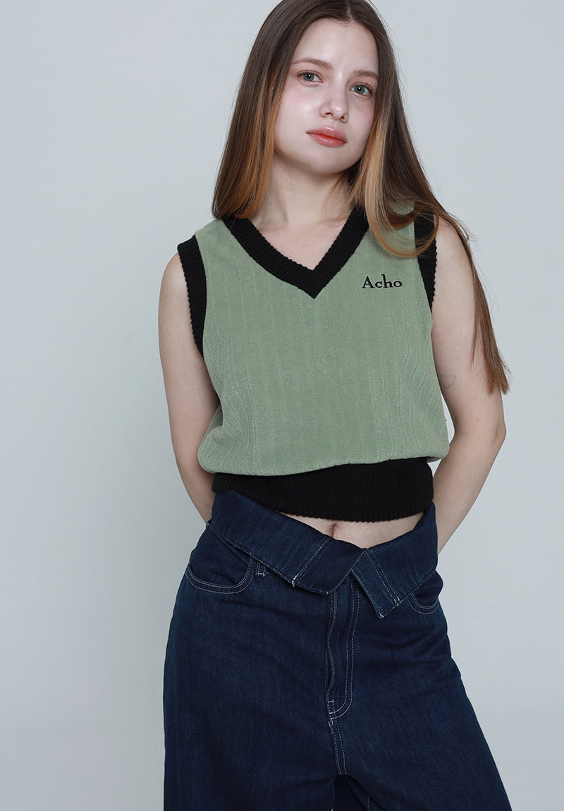 acho-fw-25-v-neck-fleece-vest-olive-olive-s