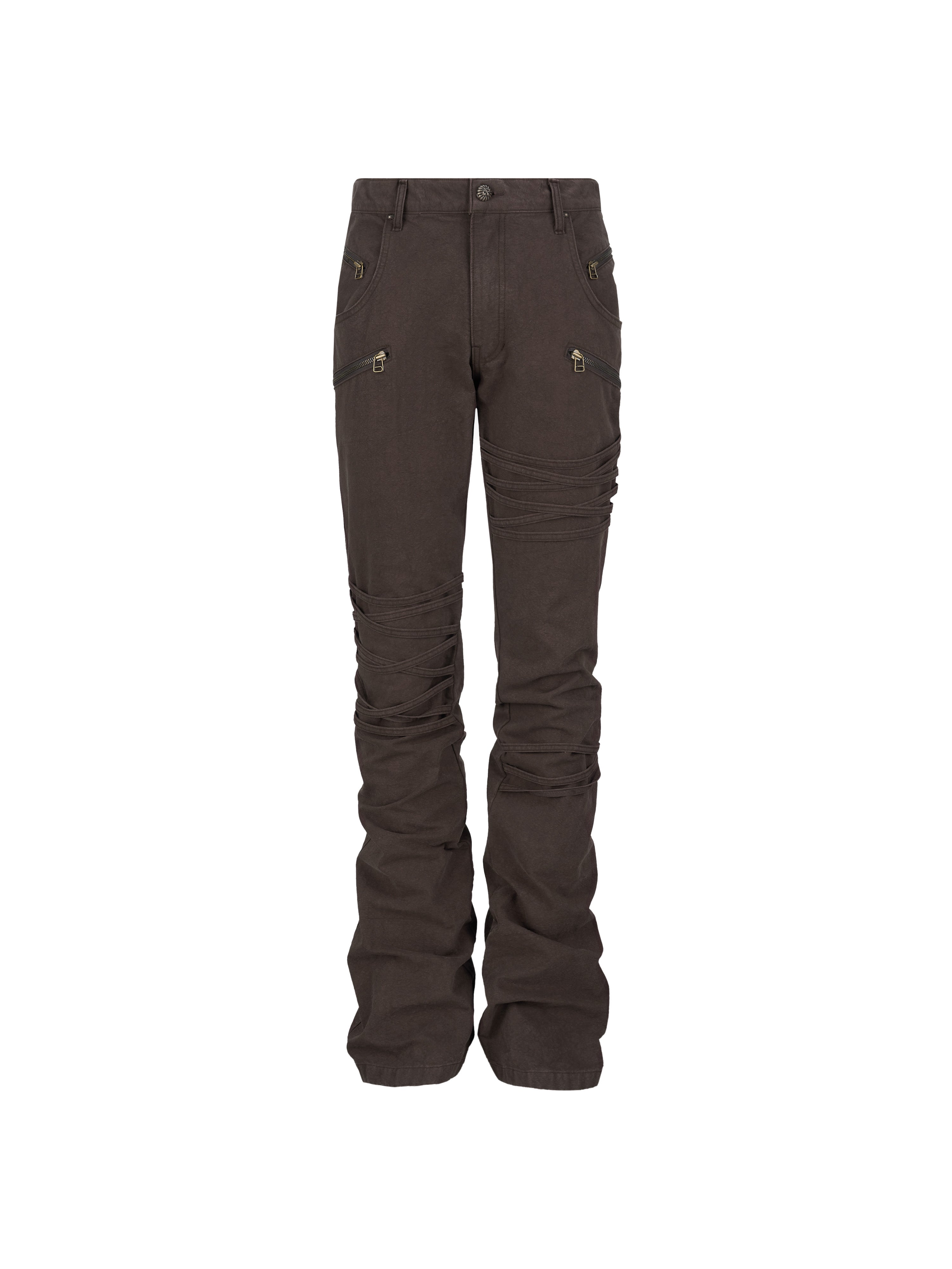 lecyto-ss-26-bondage-zip-flare-pants-brown-brown-s