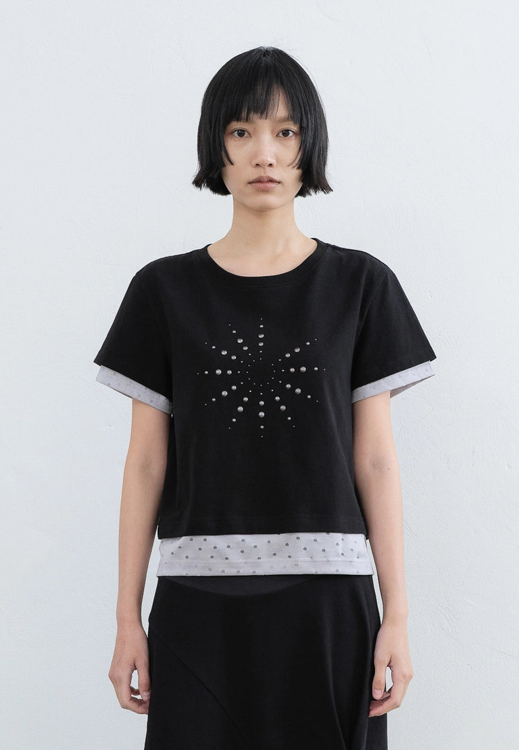 sealot-ss-26-layered-dot-stud-half-sleeve-top-black-red-s