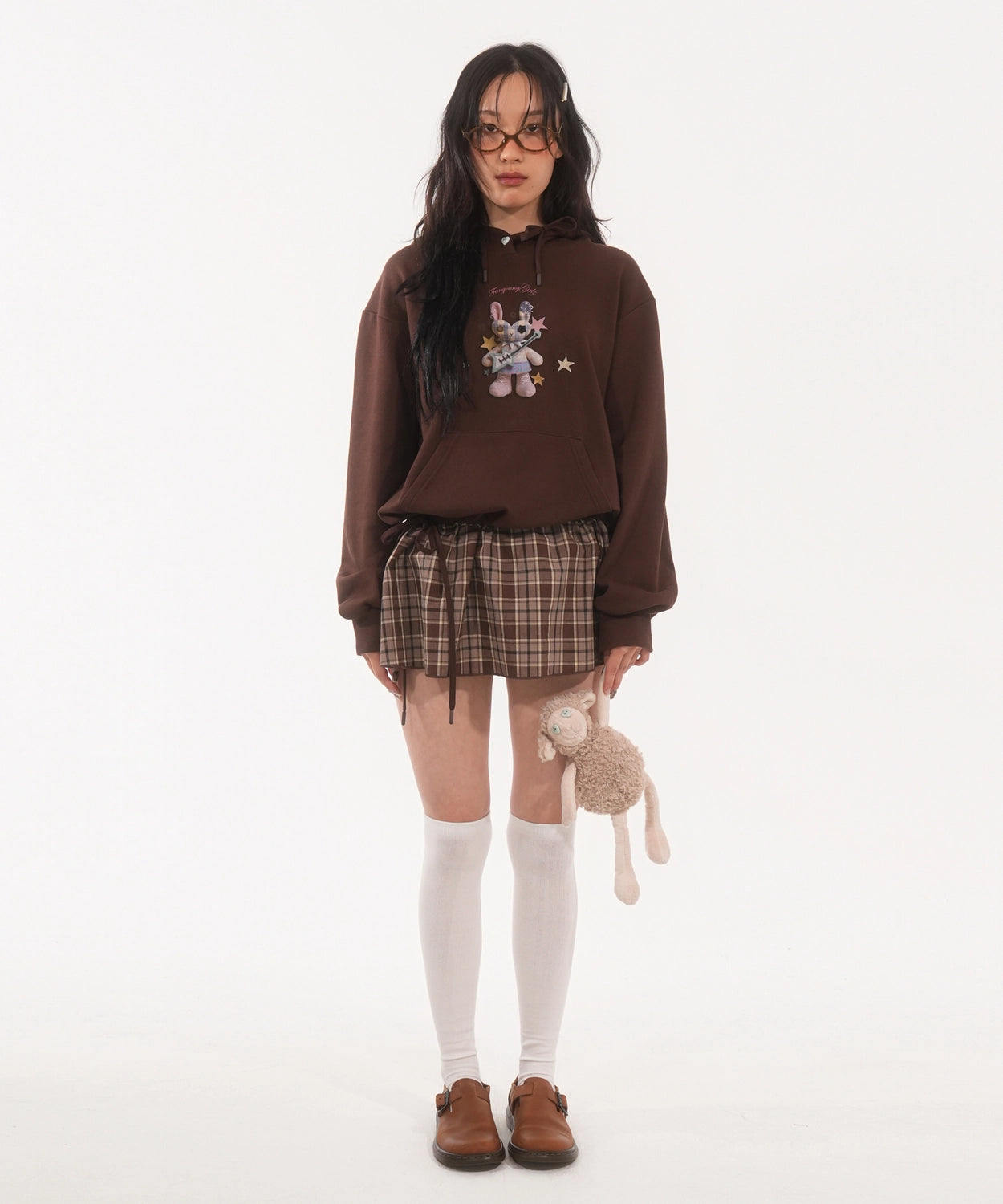 fanyoung-fw-25-lobbit-hooded-check-dress-brown-brown-s