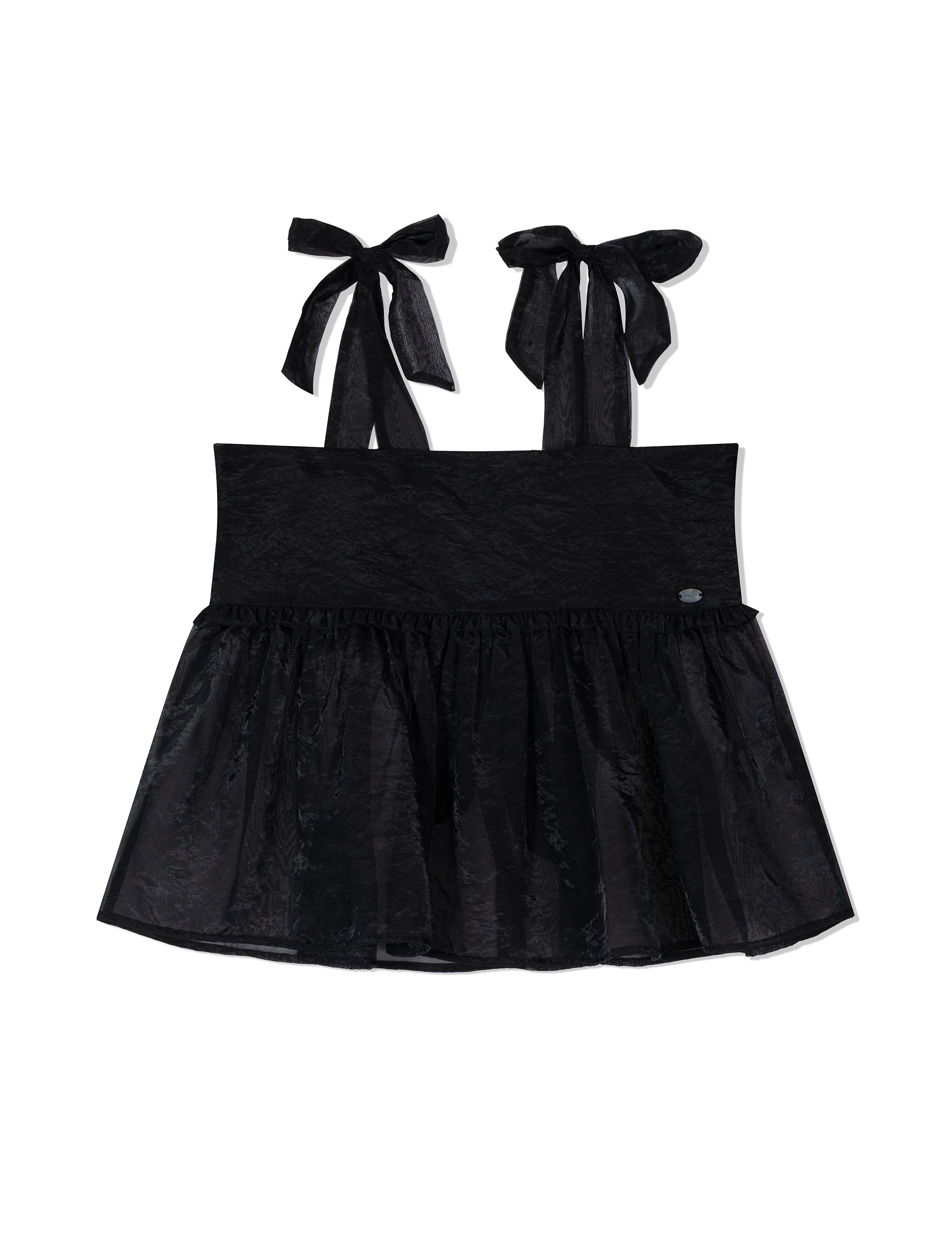 ugly-shadow-ss-25-organza-ribbon-blouse(black)