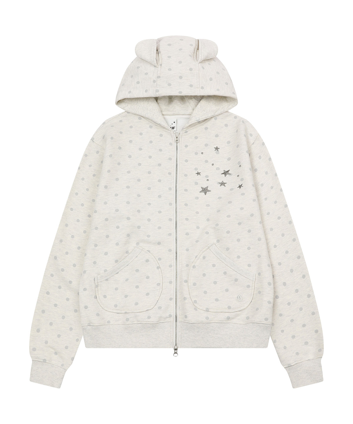 bauf-fw-26-puppy-ear-star-zip-up-hoodie-polka-dot-oatmeal-oatmeal-s