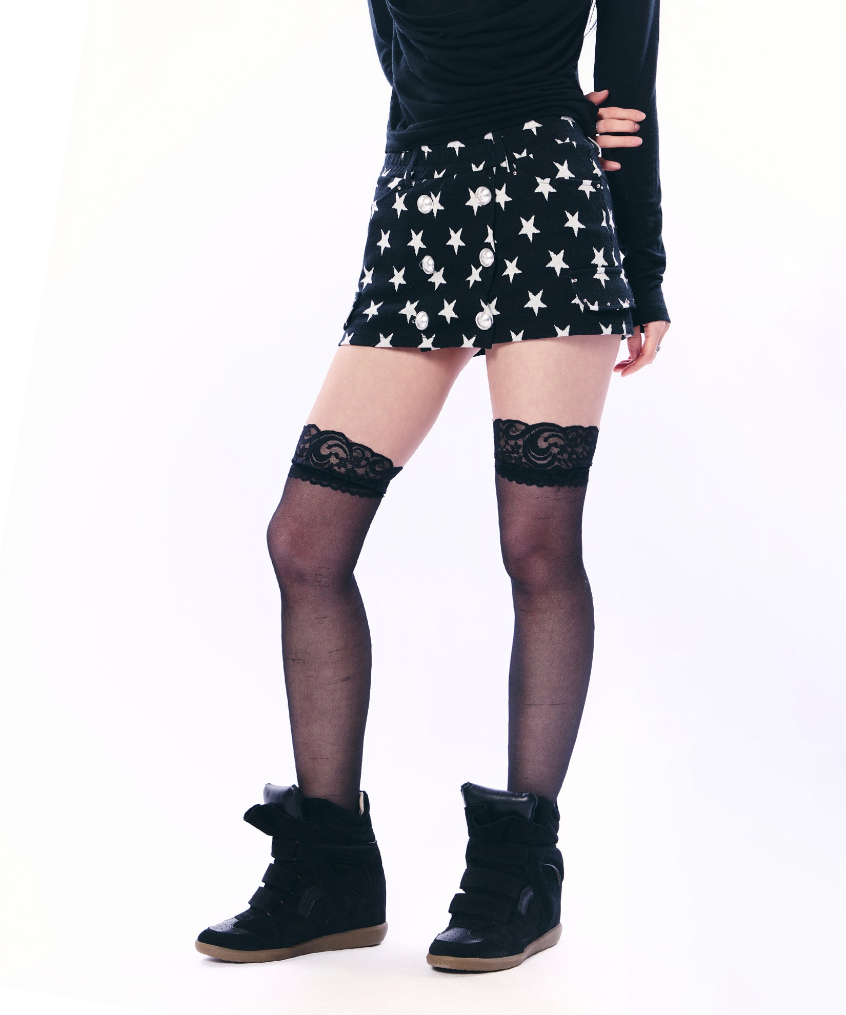 SETUP EXE] STAR DOUBLE BUTTON SKIRT PANTS / BLACK – SellerWork