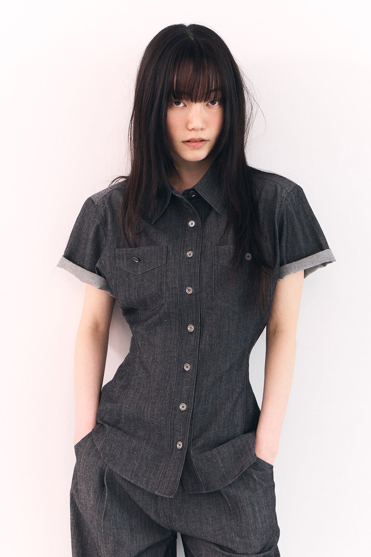 kyod-ss-26-sculpted-denim-corset-shirts-charcoal-s