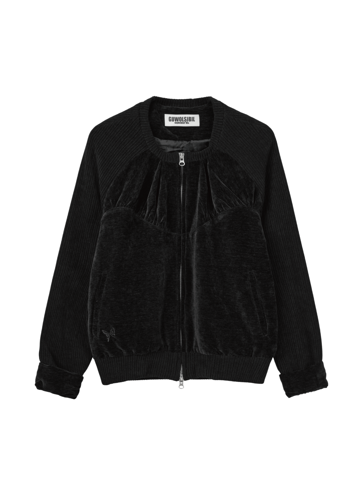 guwolsibil-fw-26-soft-line-shirring-zip-up-black-black-s