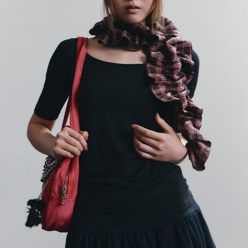 eireve-fw-25-emma-fleece-frill-muffler-tartan-check-pink-tartan-check-pink-s