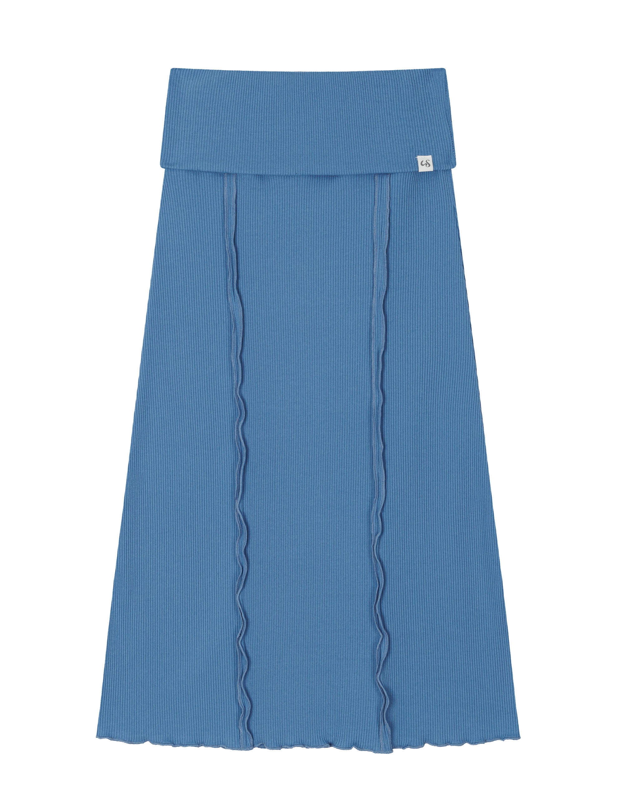 uglyshadow-fw-26-ribbed-long-skirt-blue-s