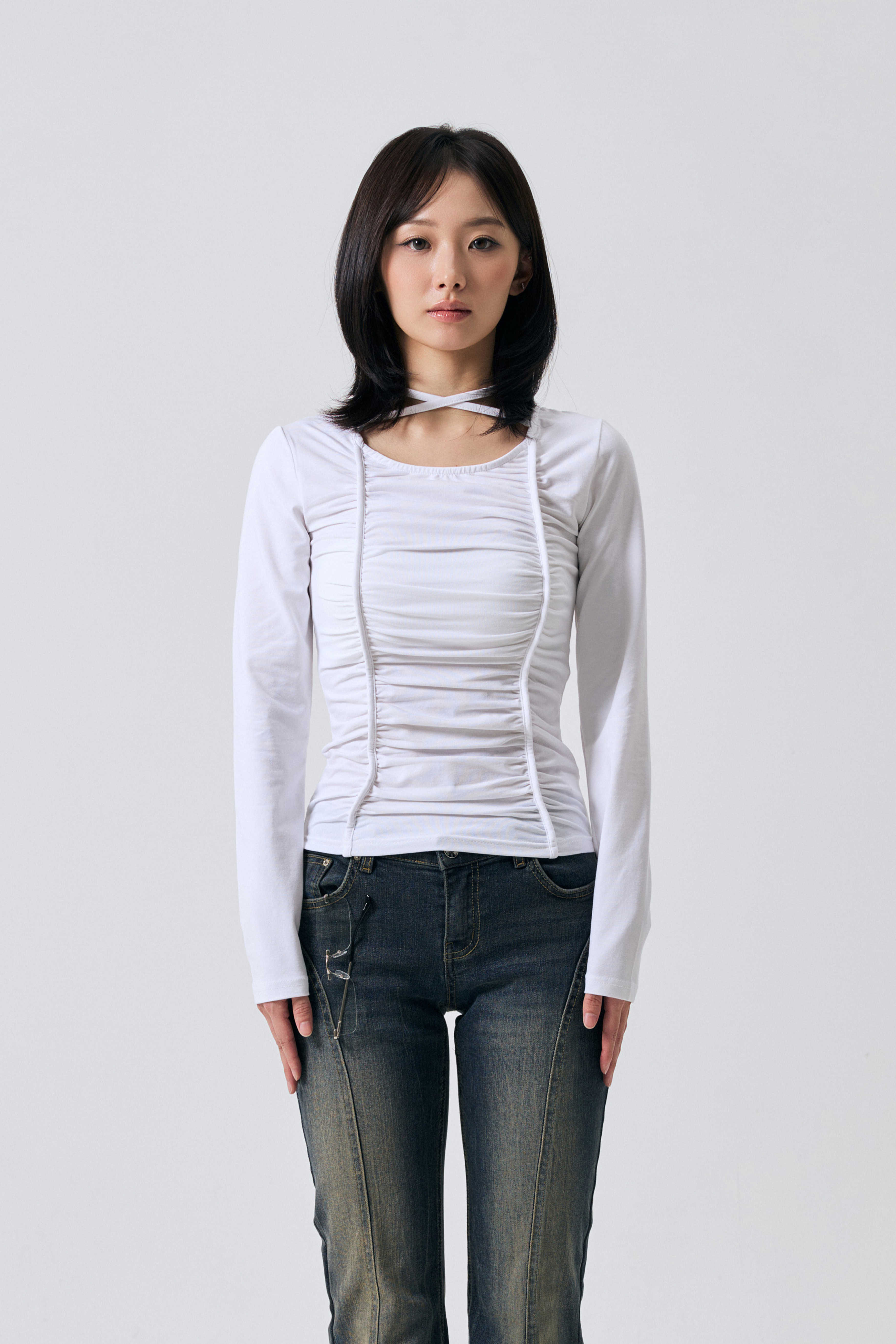 arikim-ss-26-lise-shirring-top-white-white-s