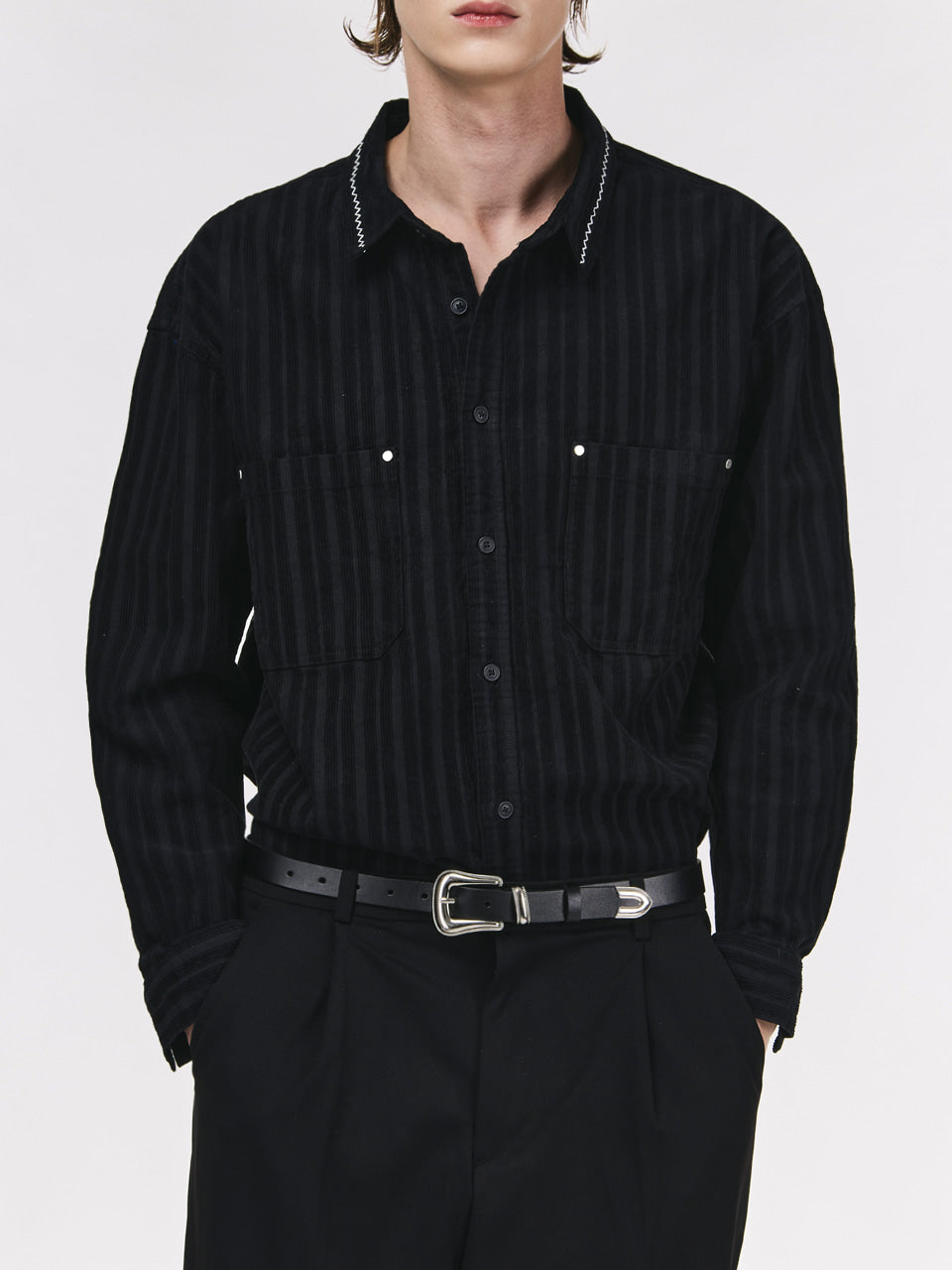 the-greatest-fw-25-corduroy-shirt-black-s