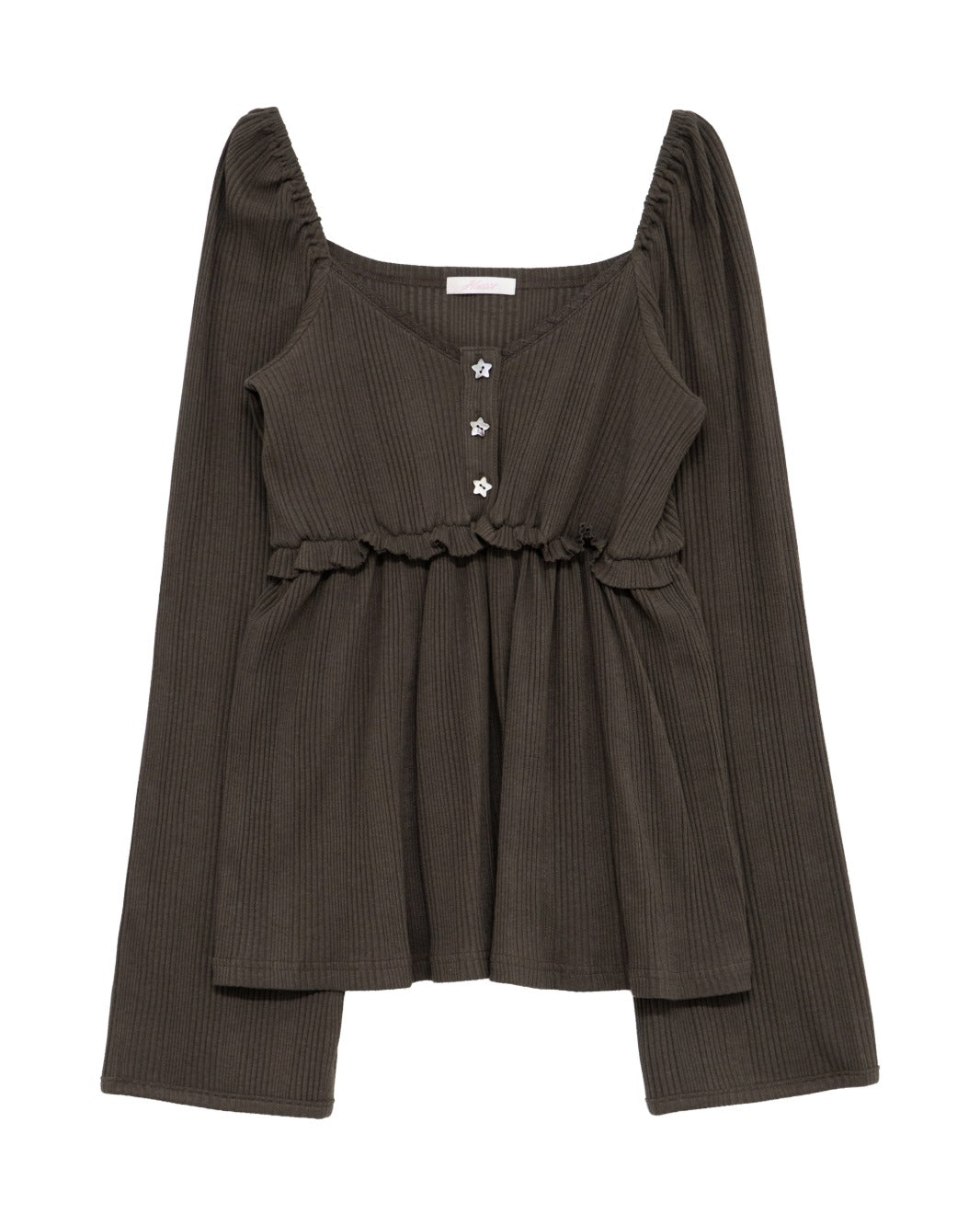 hetit-fw-25-shell-star-ribbed-blouse-brown-brown-s
