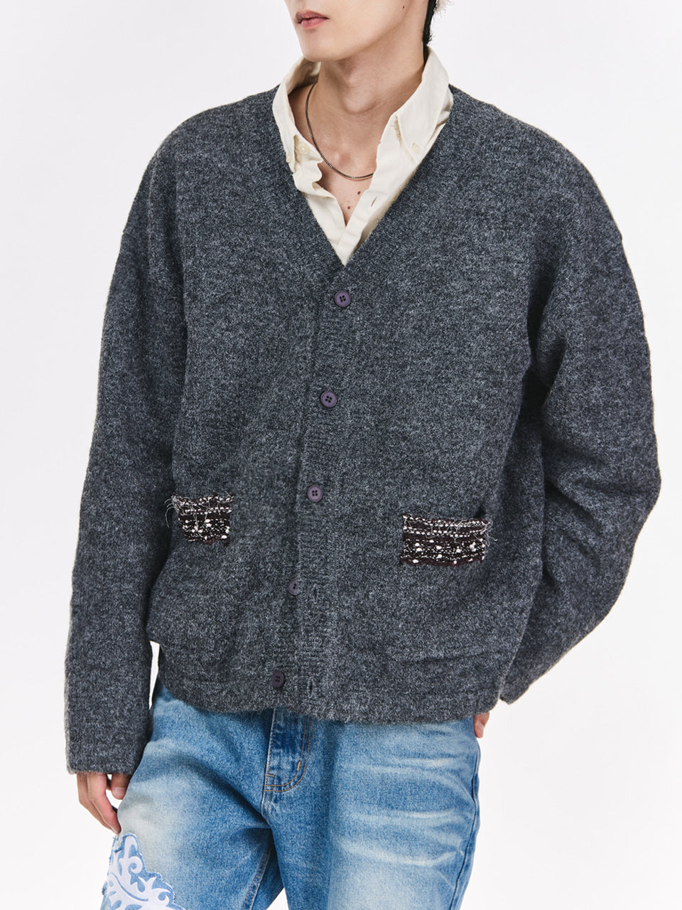the-greatest-fw-25-pocket-point-cardigan-gray-gray-s
