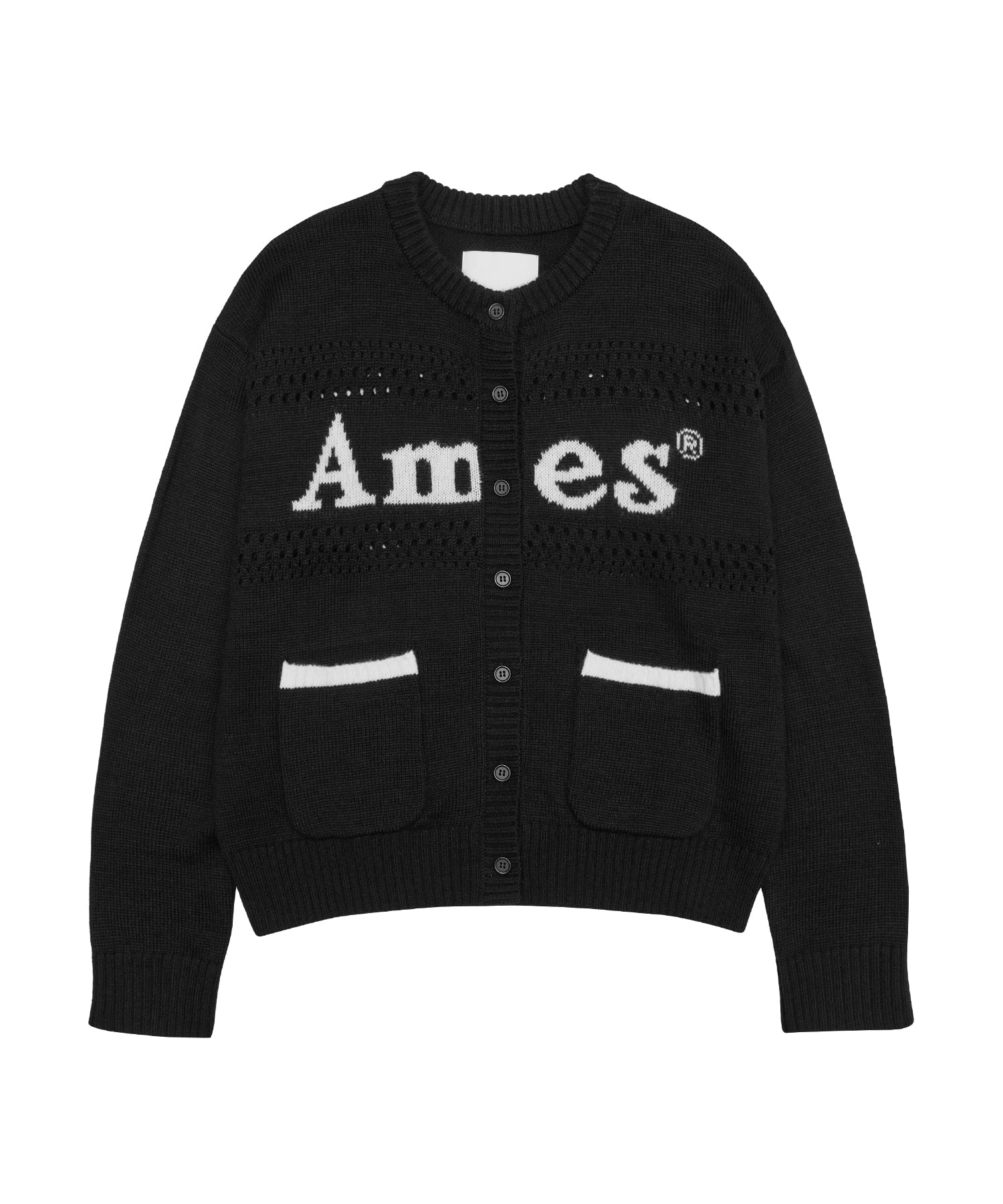 ames-worldwide-fw-25-punched-cardigan-black-black-s