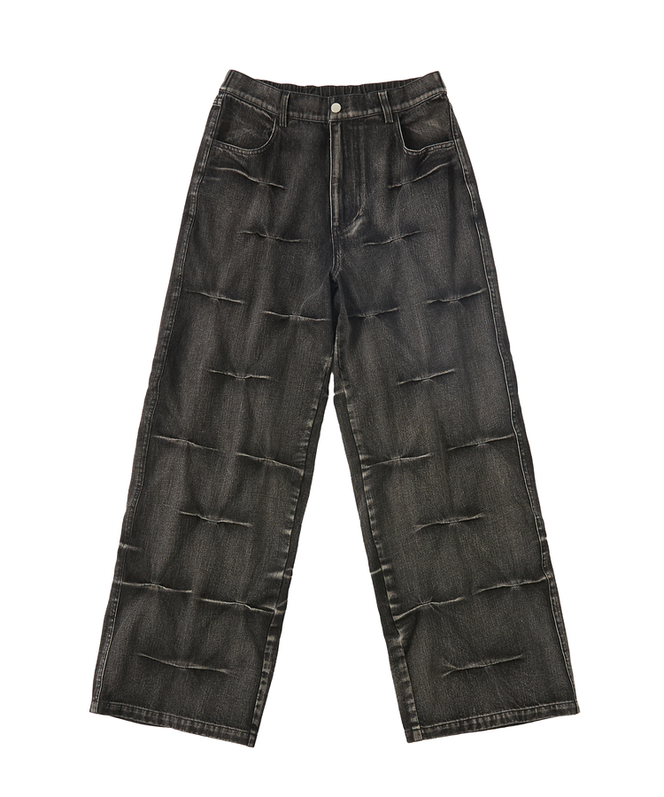 tonsil-fw-26-washed-pleated-banded-denim-pants-black-black-s
