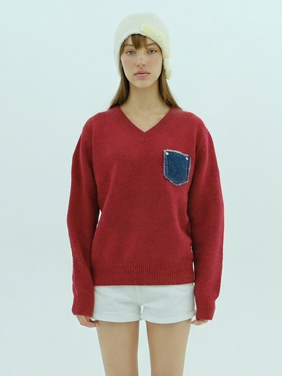 the-greatest-fw-26-denim-pocket-knit-red-s