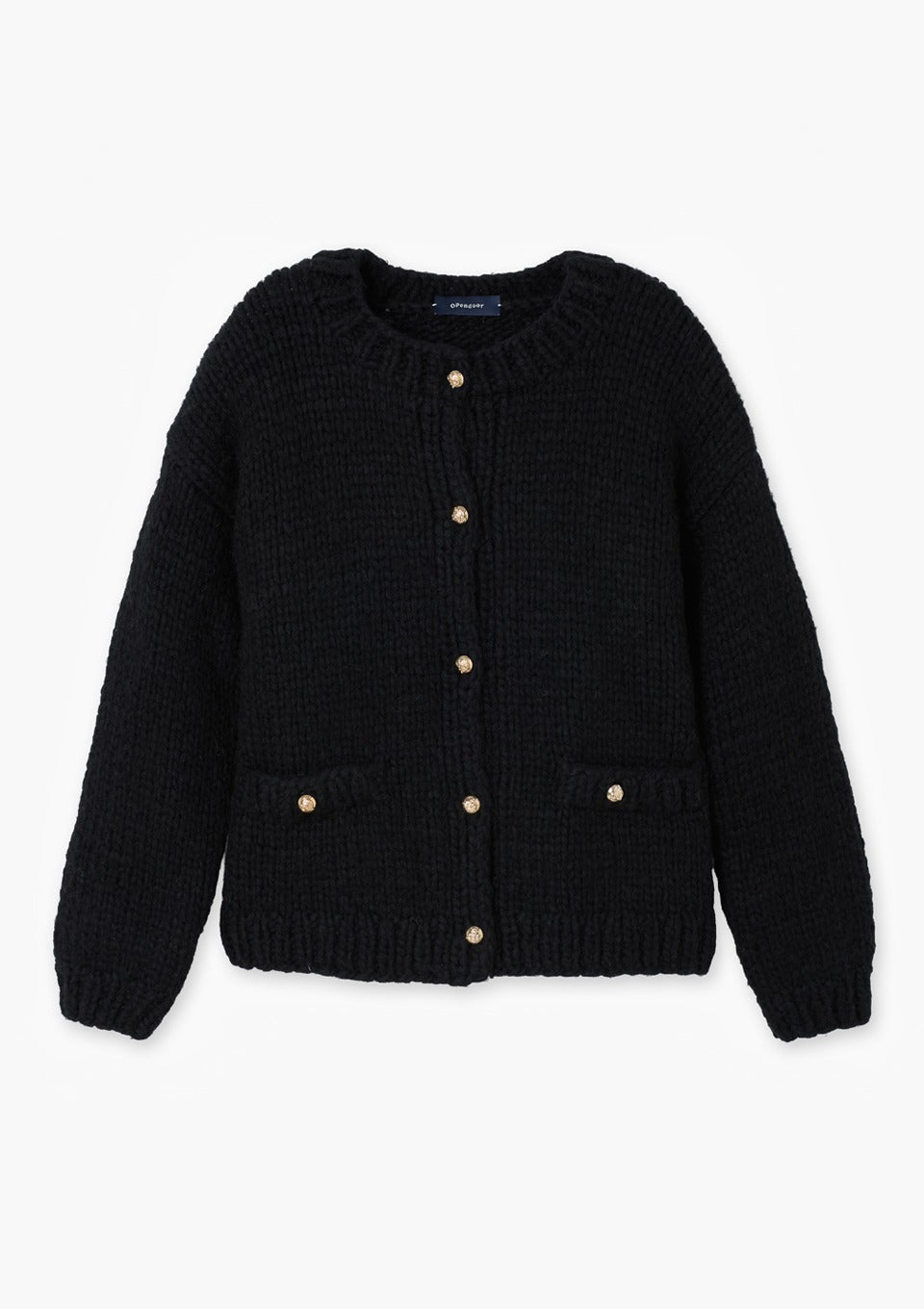 opendoorstudio-fw-26-gold-button-boucle-cardigan-black-black-s