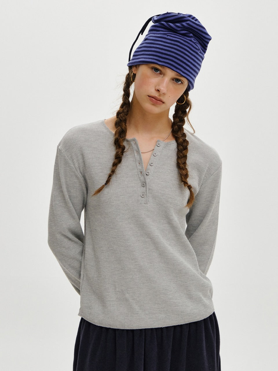 plzproject-fw-26-regular-waffle-henley-long-sleeve-gray-gray-s