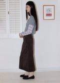 yahn-sisi-fw-25-double-button-corduroy-skirt-brown-brown-s