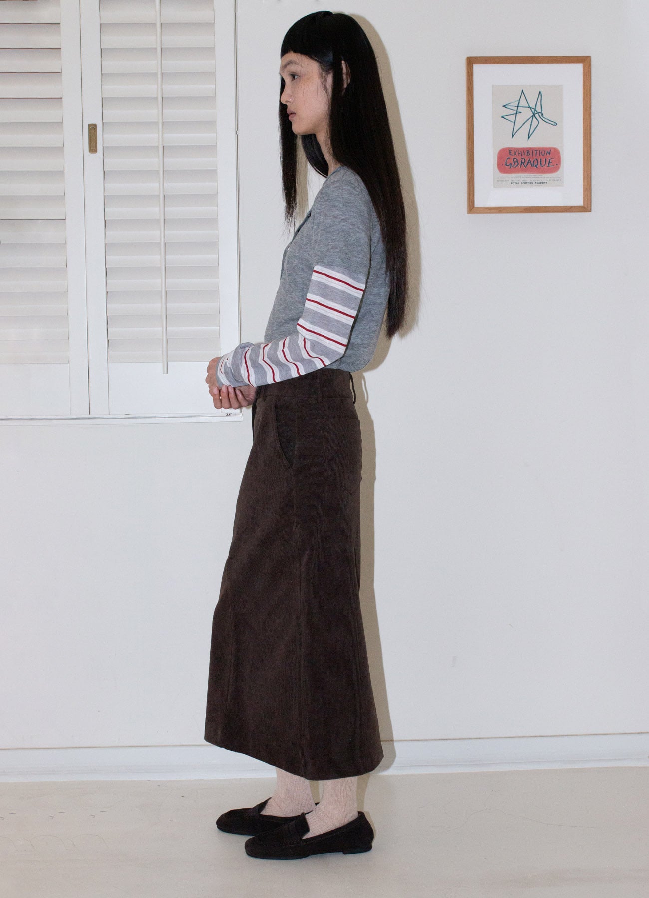 yahn-sisi-fw-25-double-button-corduroy-skirt-brown-brown-s