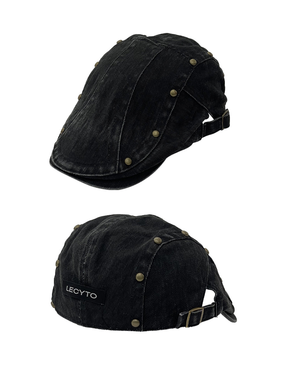 lecyto-fw-26-stud-washed-hunting-cap-black-black-s