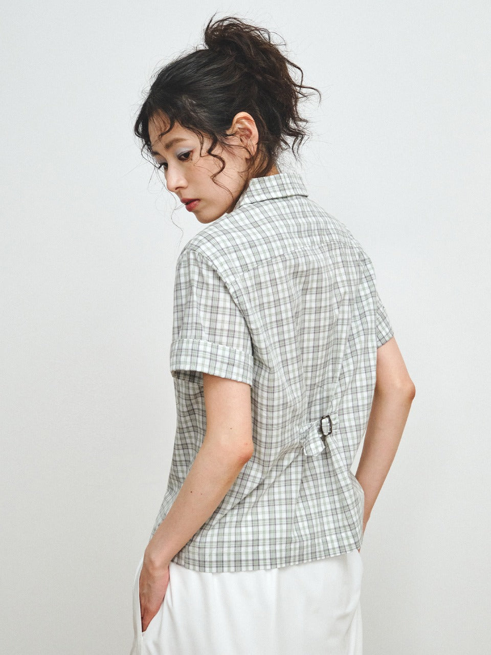 plzproject-ss-26-check-cinch-back-half-shirt-green-green-s