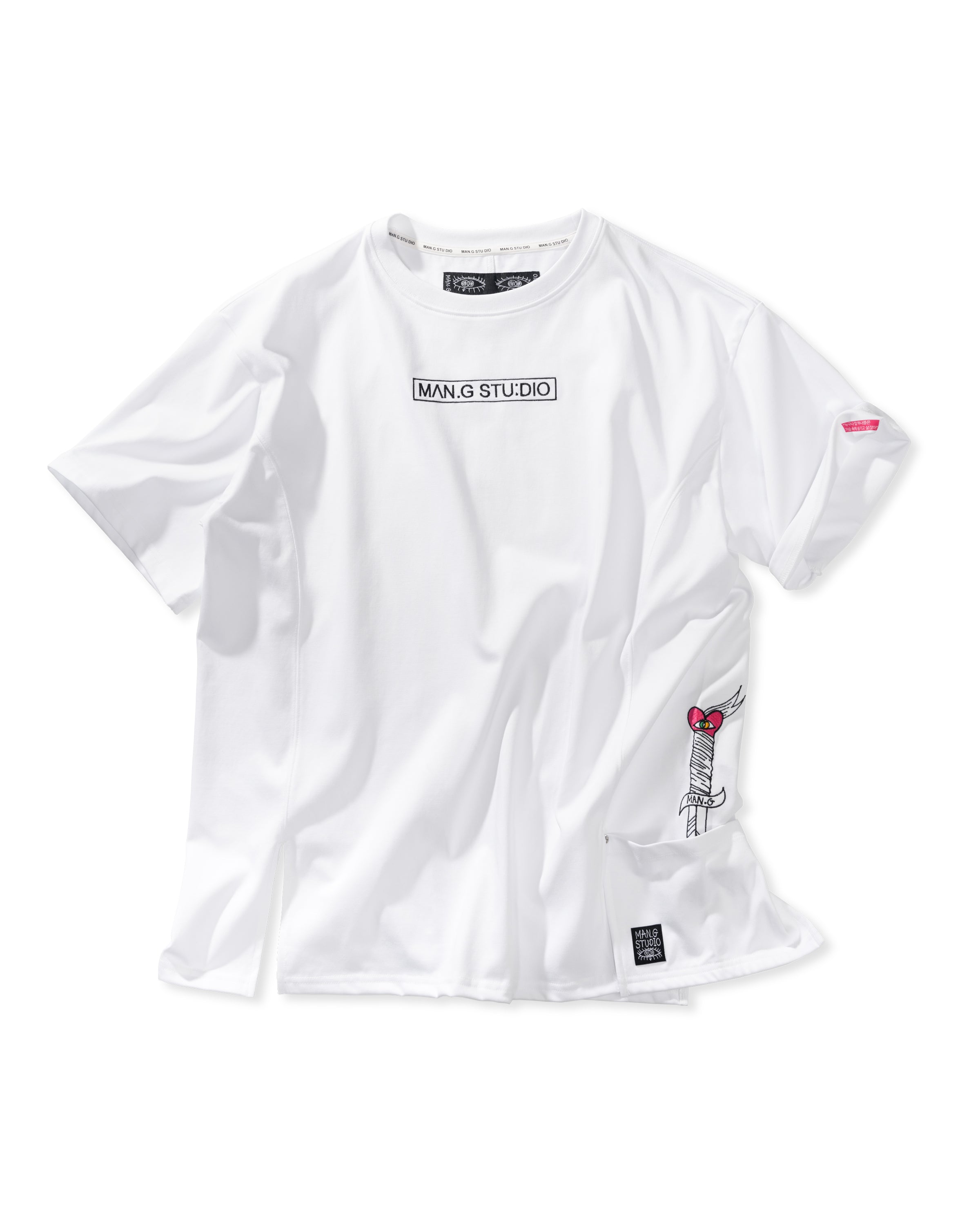 [MAN G] Pocket Point Slit Short Sleeve T-Shirt _ White