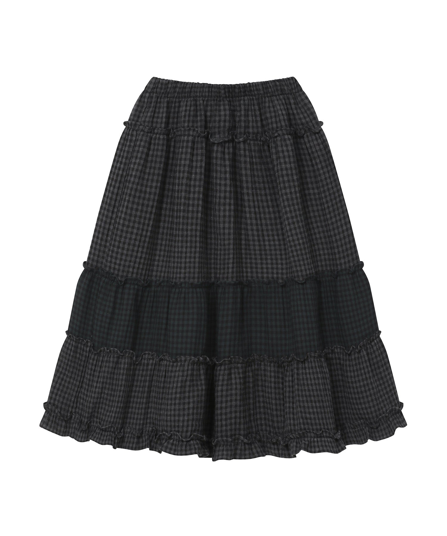 bauf-fw-25-vintage-frill-skirt-check-black-check-black-s