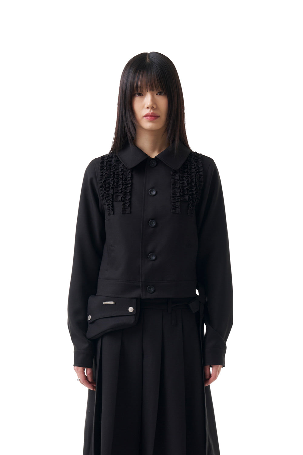 iugamakaras-ss-25-frilled-button-jacket-black-black-s