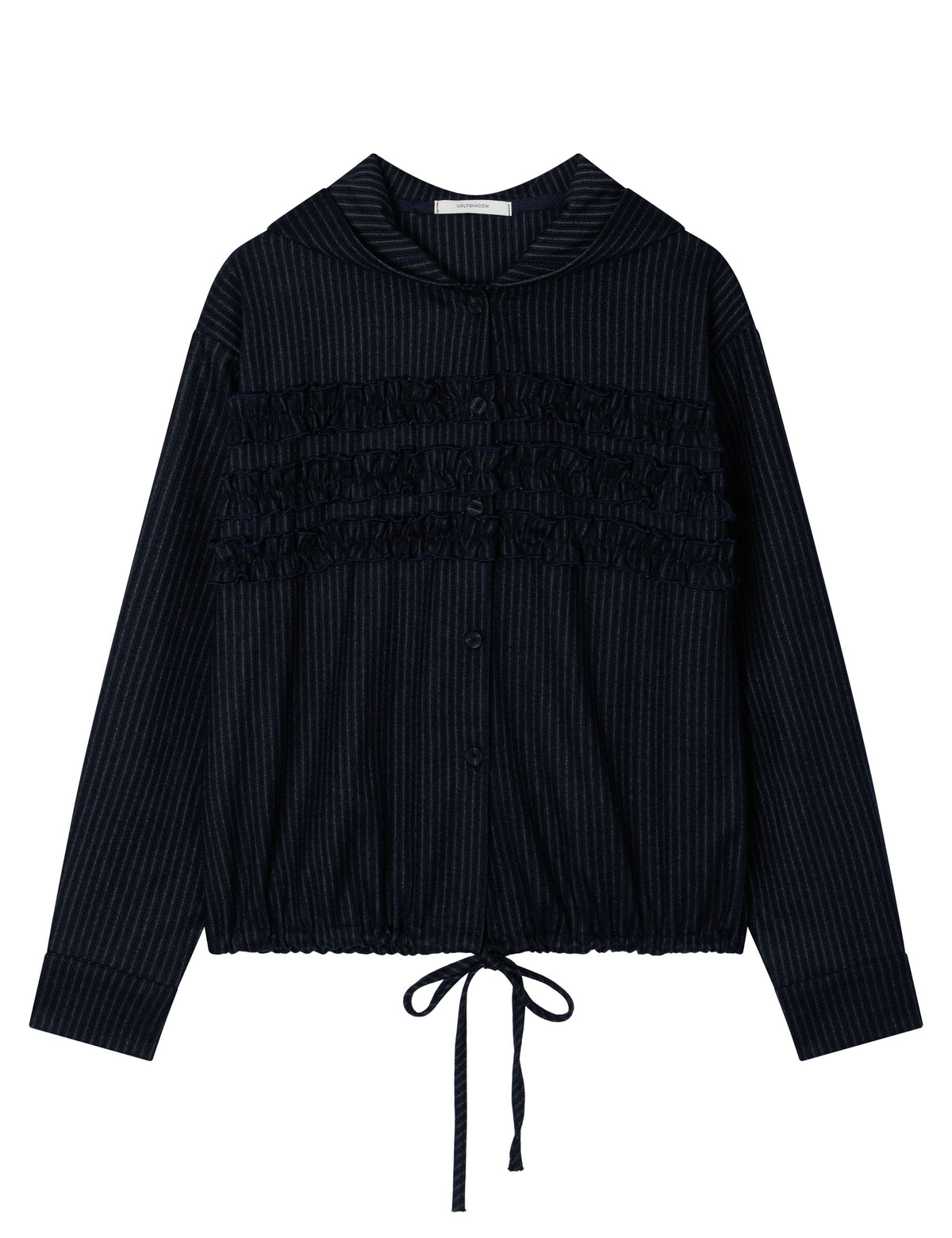 uglyshadow-fw-26-stripe-ruffle-hooded-shirt-navy-navy-s