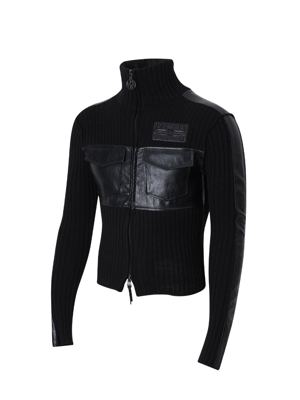 lecyto-fw-26-fabric-mix-neck-zip-up-black-black-s