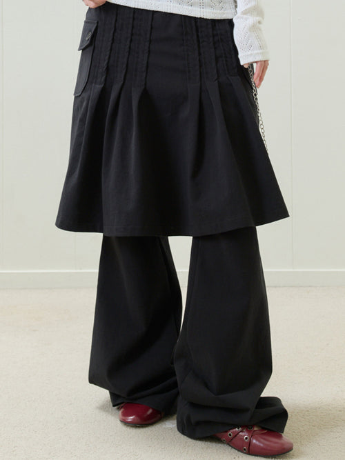 luv-is-true-ss-26-el-pleated-shirring-skirt-pants-black-black-s