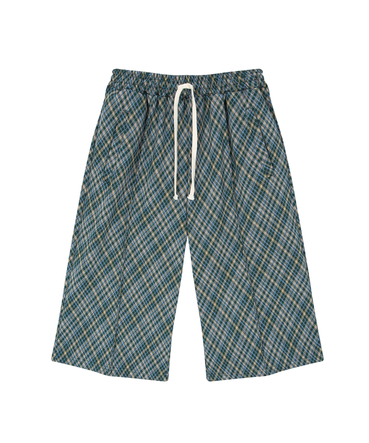 tonsil-fw-26-vintage-check-banded-bermuda-pants-green-green-s