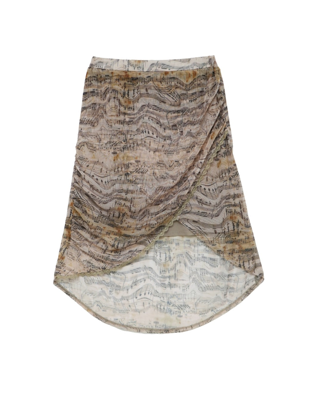 hetit-fw-26-music-print-shirring-skirt-brown-s