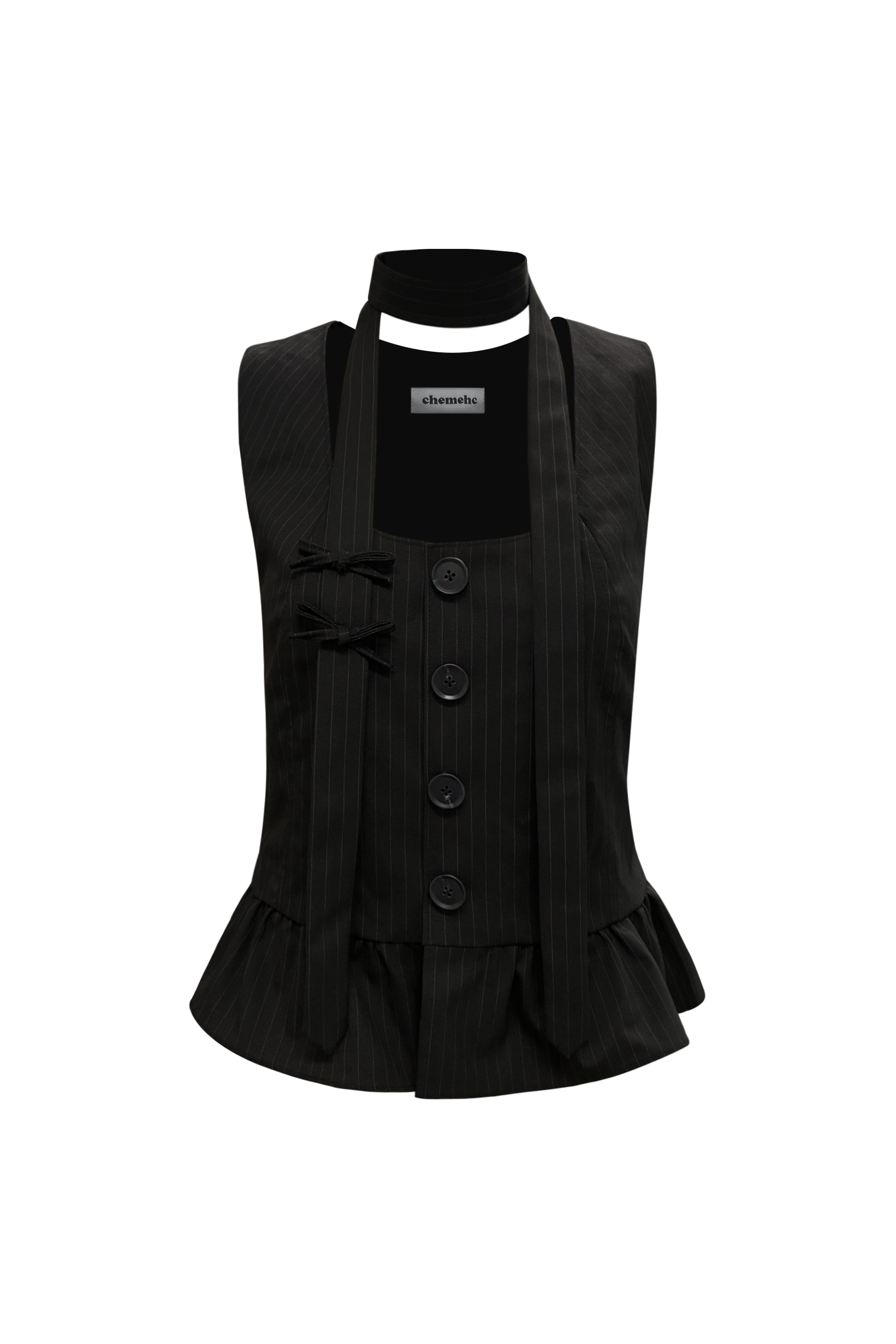 chemehc-ss-25-peplum-vest-ribbon-tie-set-(black-stripe)