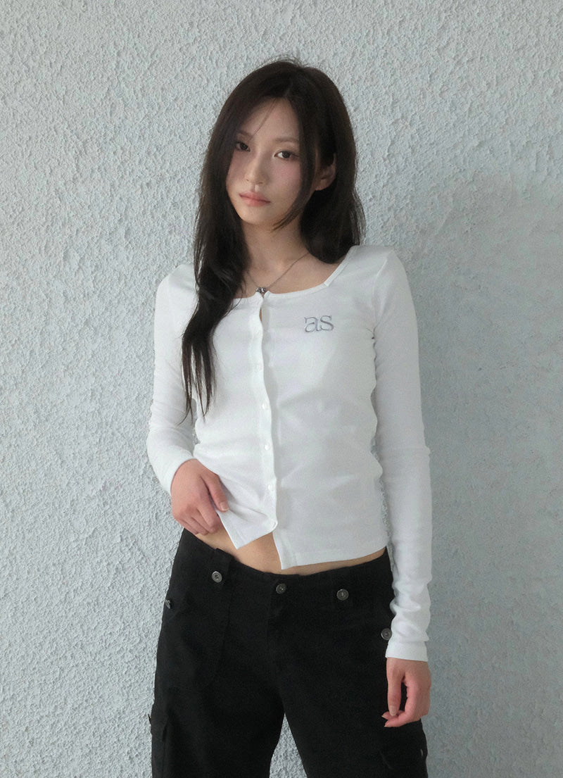 [AS ON] SICILY BUTTON CARDIGAN / WHITE