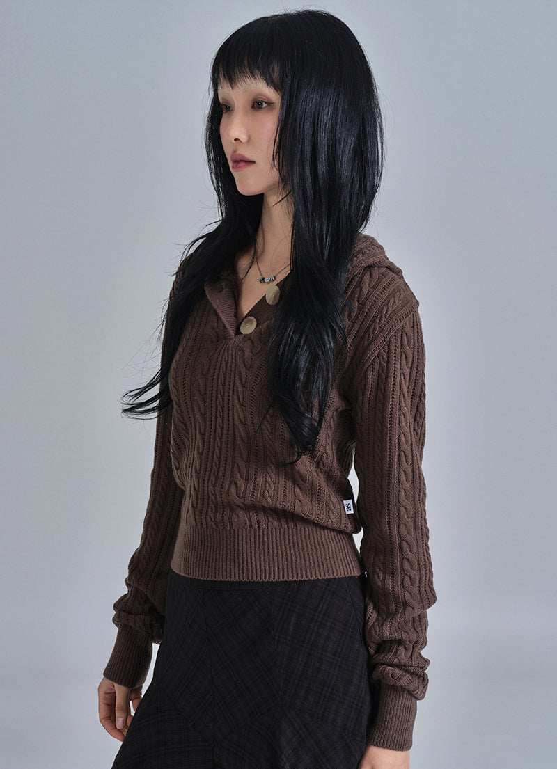 as-on-fw-24-cable-hood-snap-knit-brown