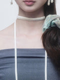 [LOLLA] Velvet Pearl Choker (2 colors )