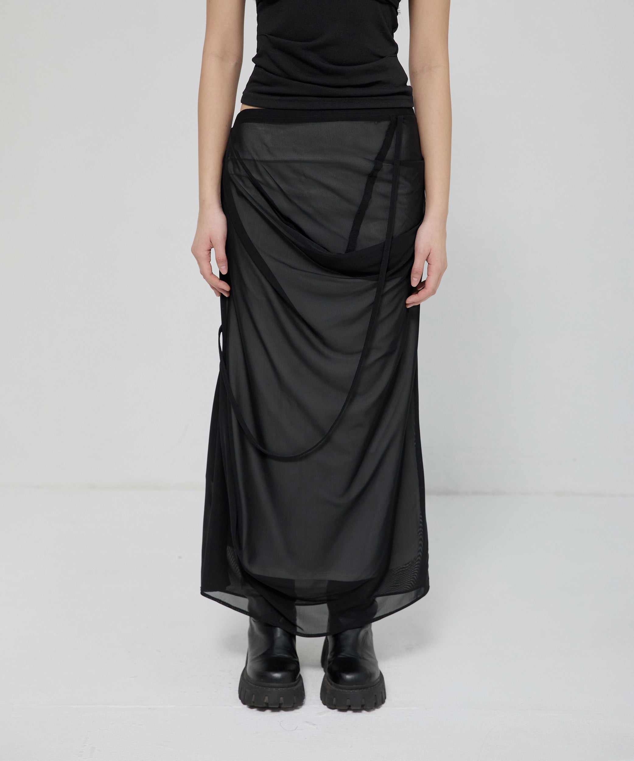 flareup-ss-26-draped-mesh-layered-long-skirt-fl-264-black-black-s