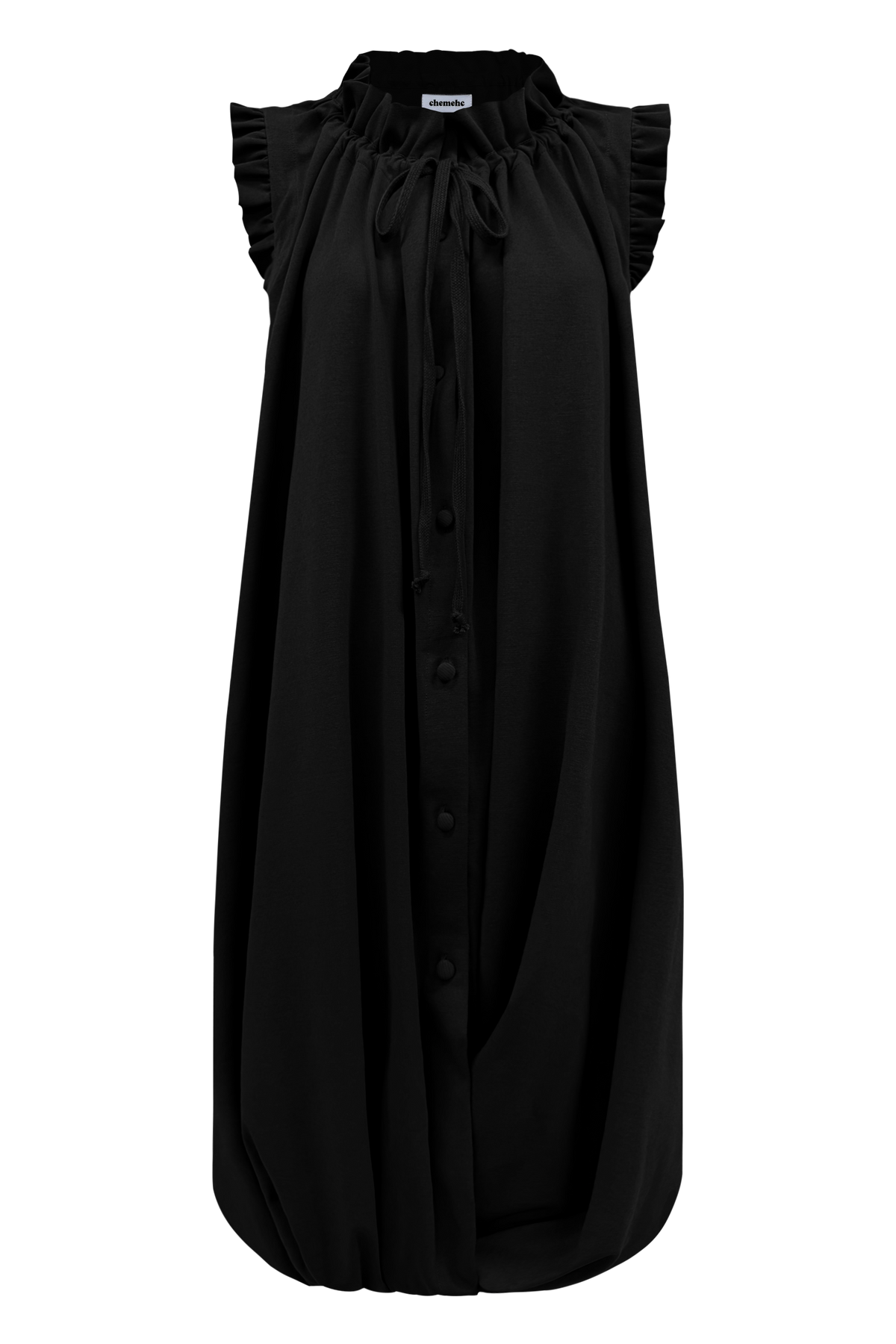 chemehc-fw-26-shirred-blouse-dress-black-black-s