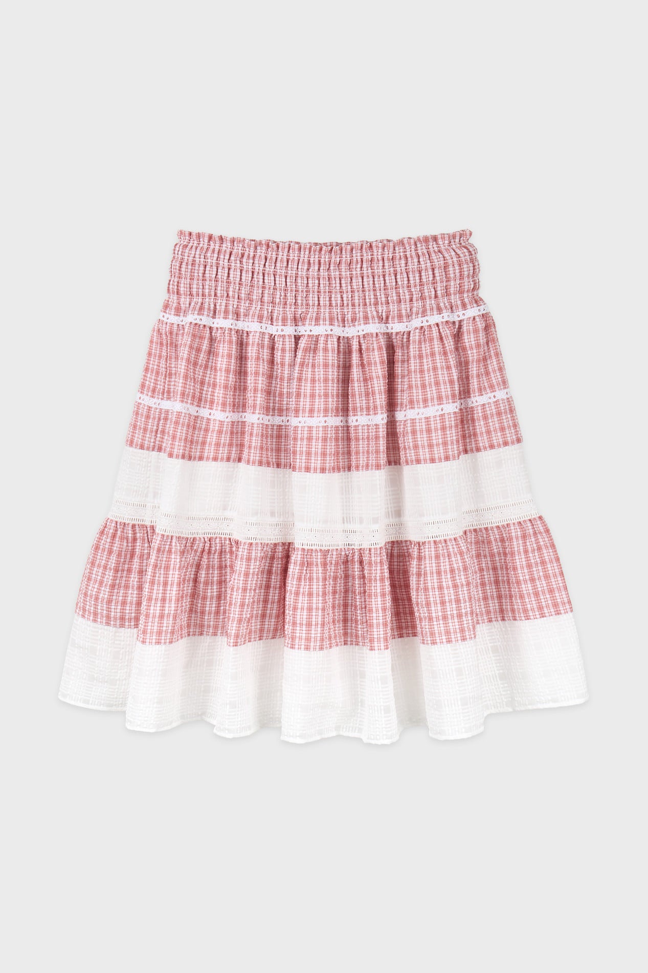 sinoon-ss-26-smocking-color-block-flare-skirt-red-red-s