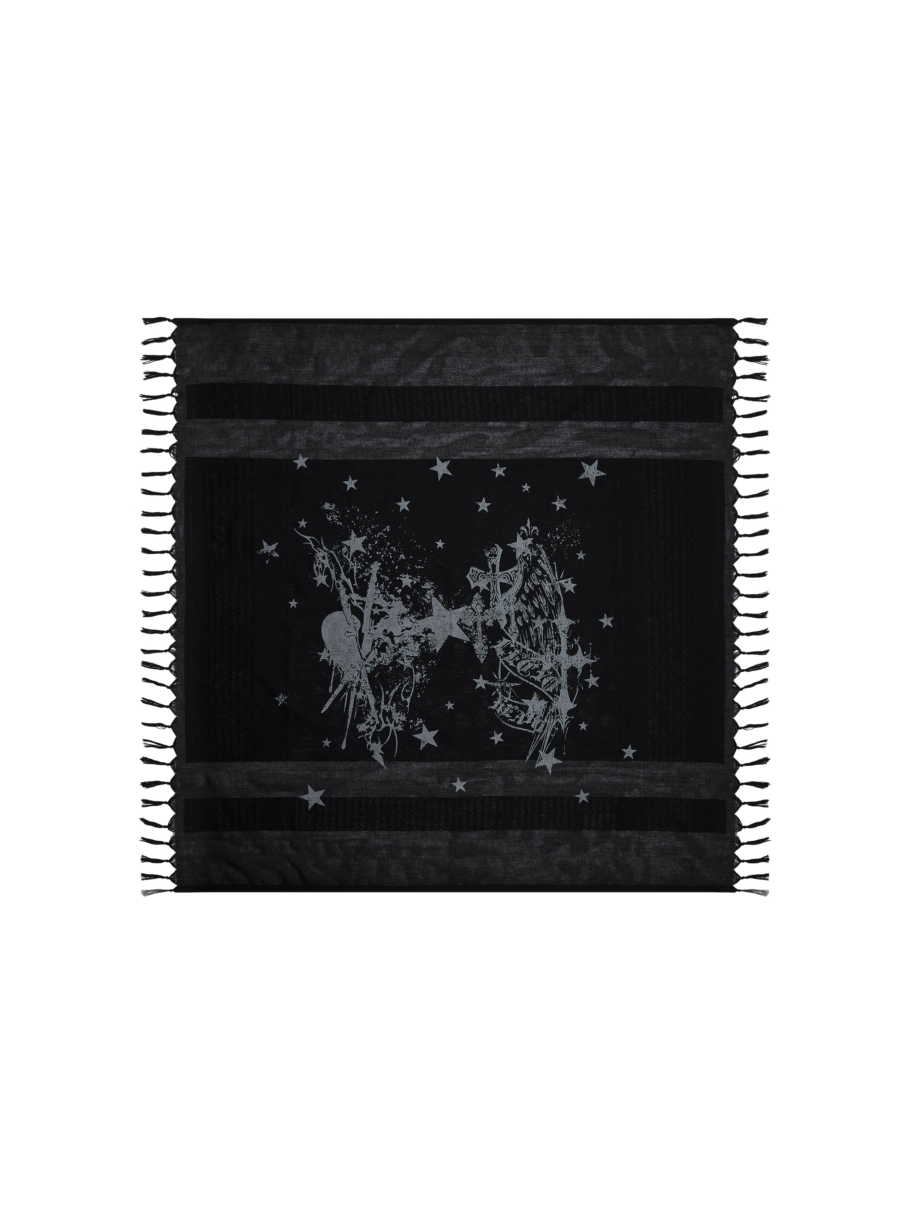 lecyto-fw-25-celestial-star-blanket-scarf-black-black-s