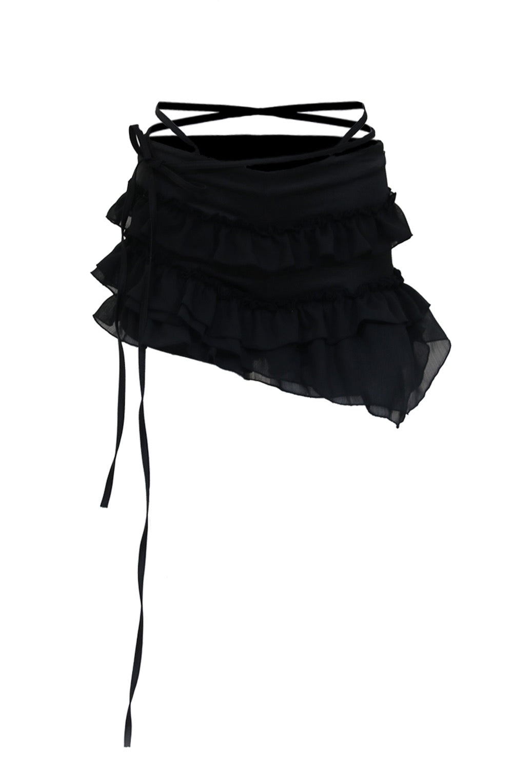 odd-one-out-fw-25-string-layered-frill-skirt-pants-black-black-s